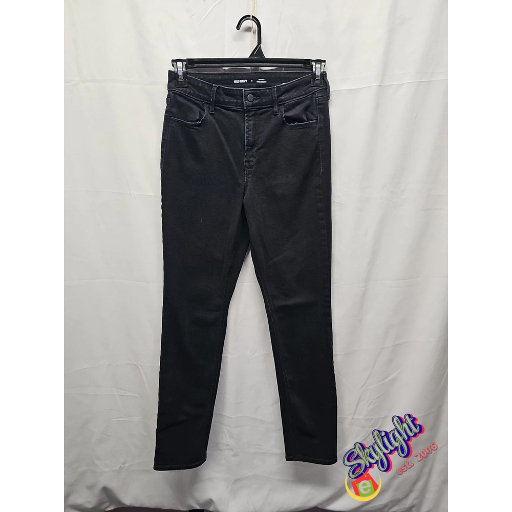New Old Navy Women Cotton Blend Black High Rise Straight Denim Jean Sz Regular 6